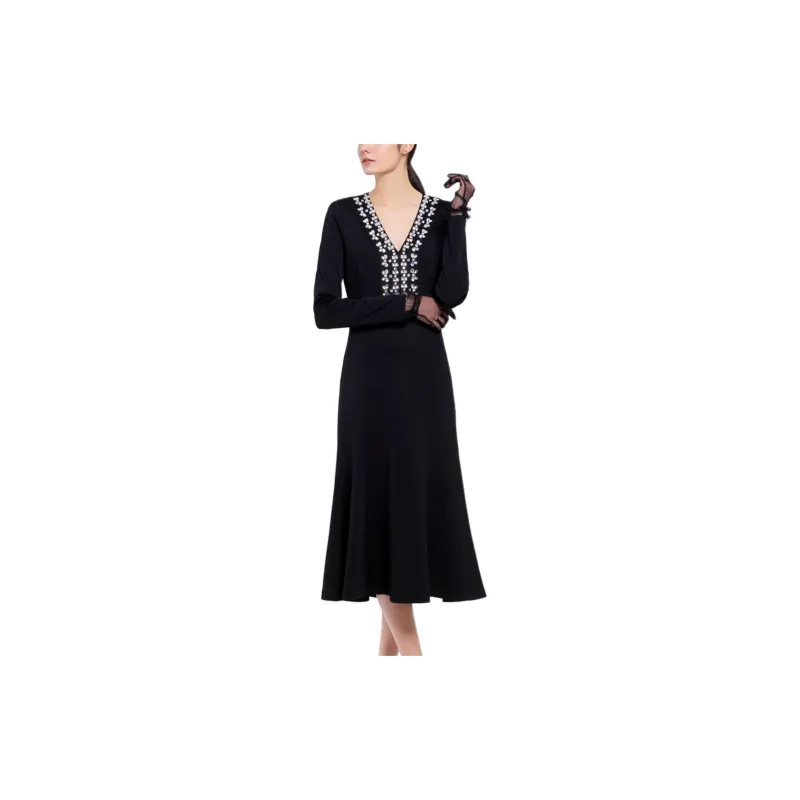 BESIONIA SS22 Long Sleeved Dresses Women's Black-3