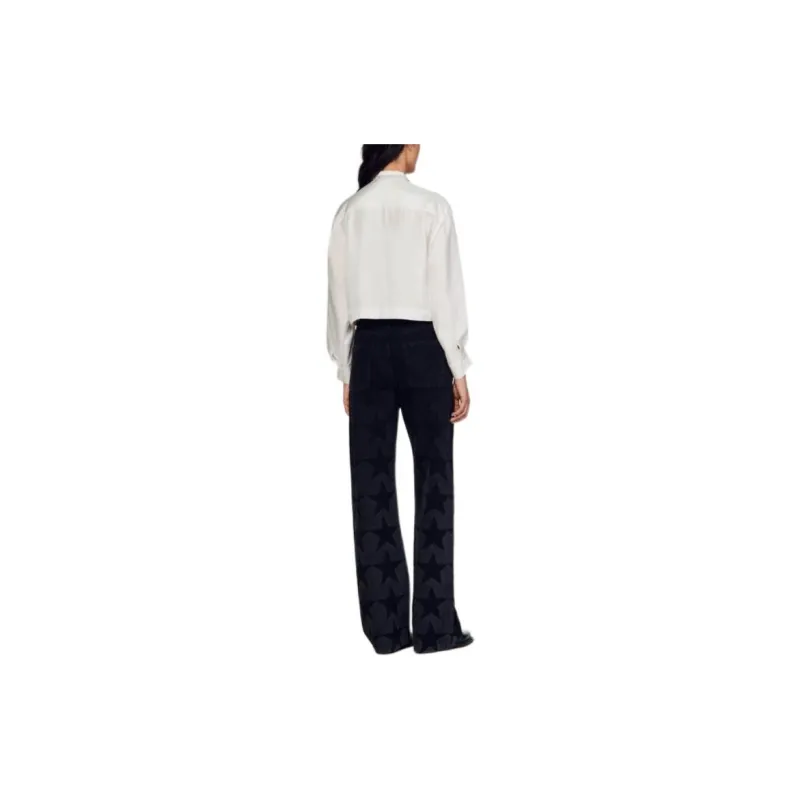 Sandro Pussy bow Collar Silk Blouse-1