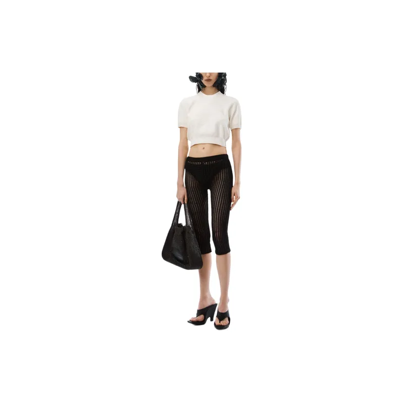 Alexander Wang Embossed Logo Ribbed Short Sleeve Tee Soft White-1