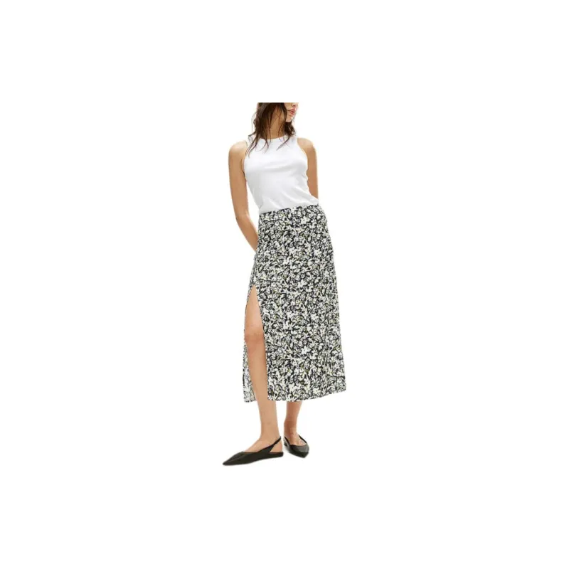 H&M Casual Long Skirts Women's Black/White Floral-1