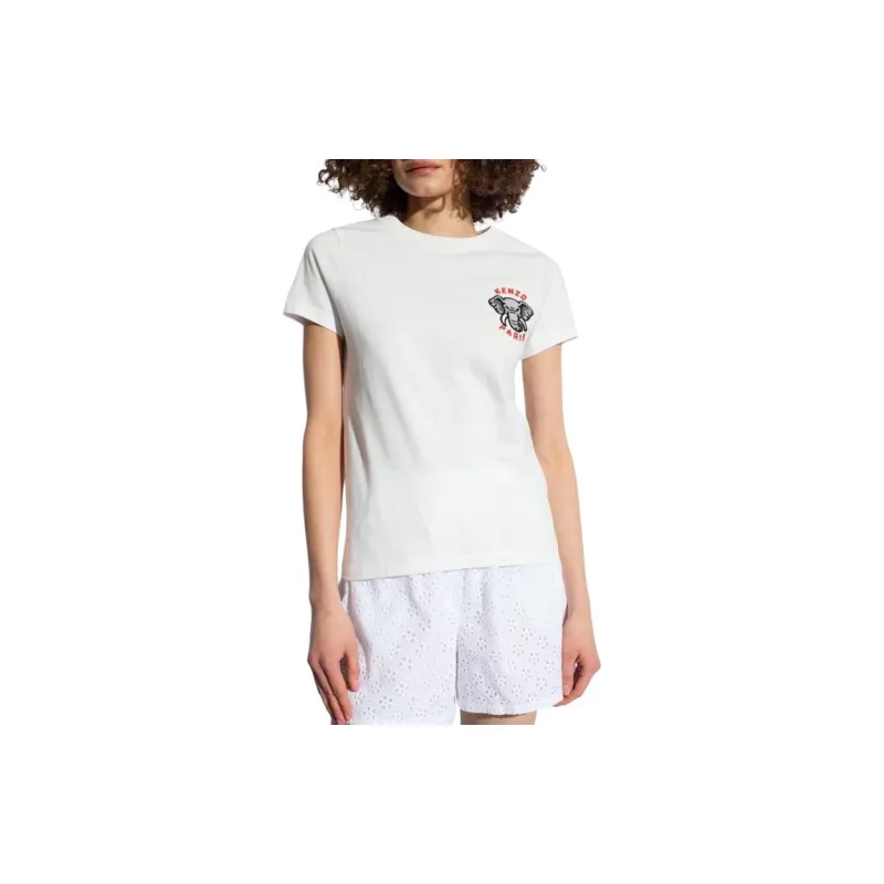 KENZO Elephant Embroidered Crewneck T-Shirt-4