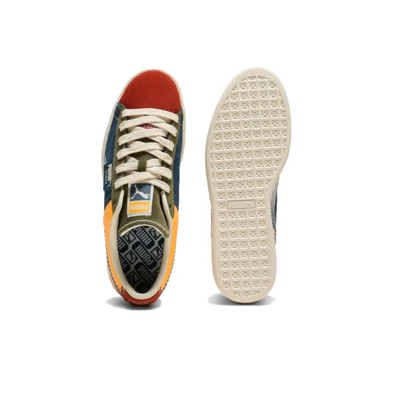 PUMA Suede Anti Slip Wear Resistant Low Top Skateboard Shoes Men's Red Green-3