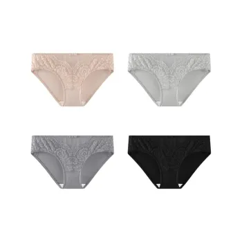 YOUNGYELL 5A Antibacterial 100% Cotton Crotch Low-Rise Women's Underpants Women's 4 Pack
