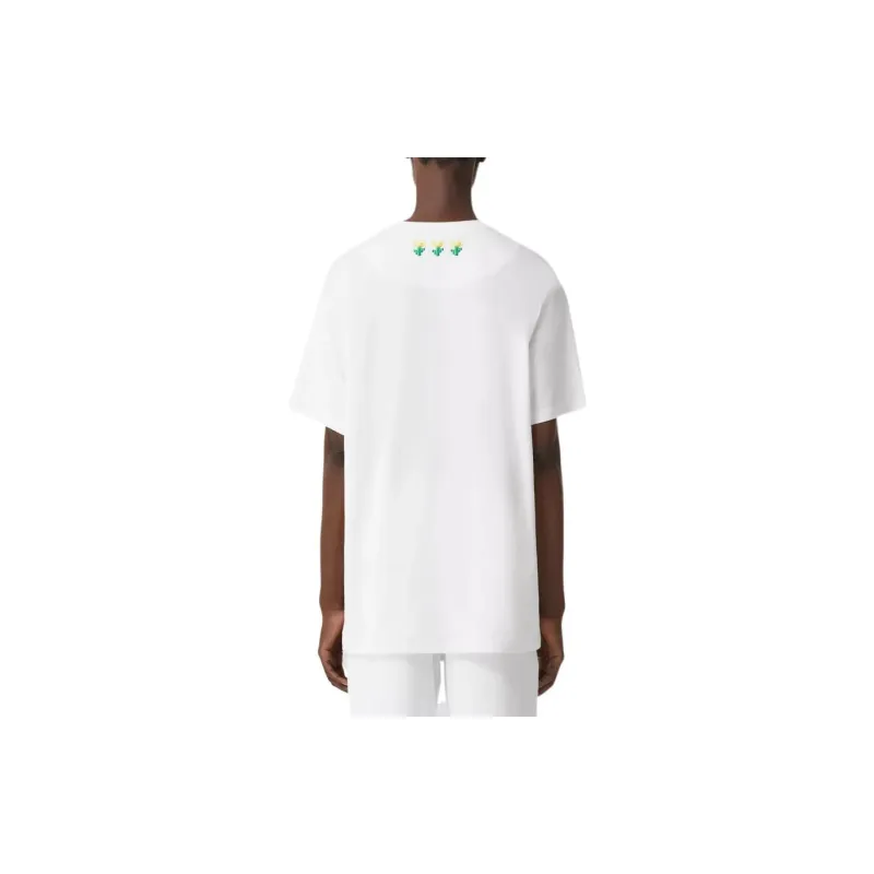 Burberry X Minecraft Logo Print Cotton Oversized T shirt White-2