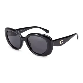 COACH Plate Frame Oval Sunglasses Unisex Black