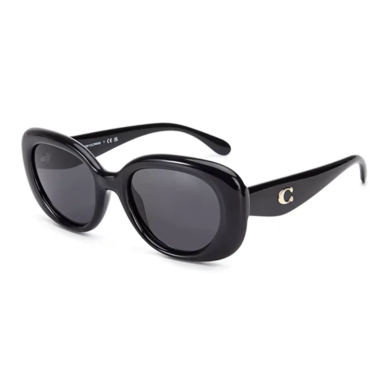 COACH Plate Frame Oval Sunglasses Unisex Black-0