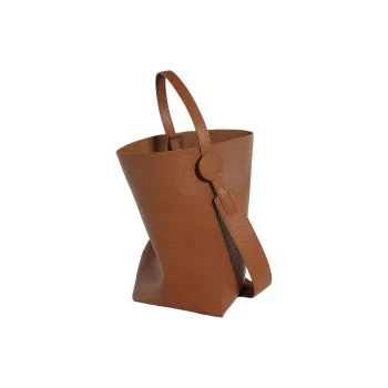 LARTIGENT Cow Leather Tote Bag, Shopping Bag, Crossbody Bag, Shoulder Bag Women's Caramel/Black