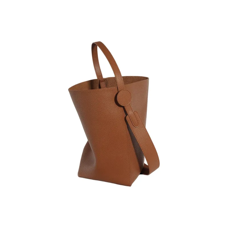 LARTIGENT Cow Leather Tote Bag, Shopping Bag, Crossbody Bag, Shoulder Bag Women's Caramel/Black-0