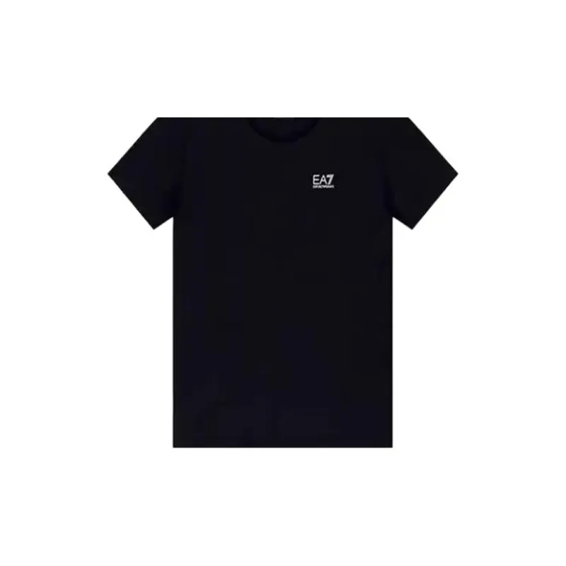 EMPORIO ARMANI EA7 Logo Print Crew Neck Short Sleeved T Shirt T Shirt Women's Black-4