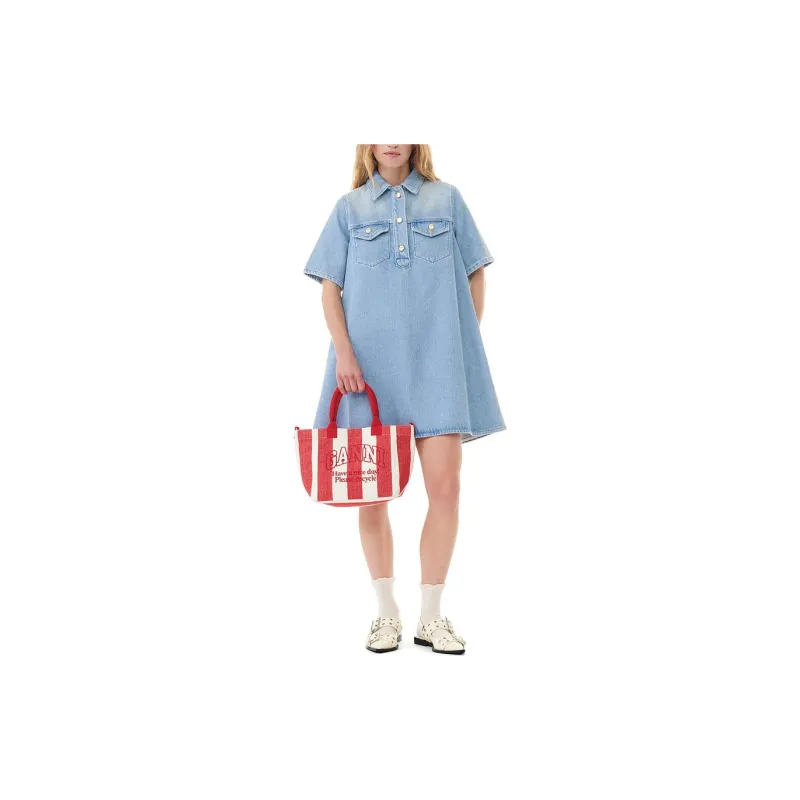 GANNI Short sleeve Denim Dress-1