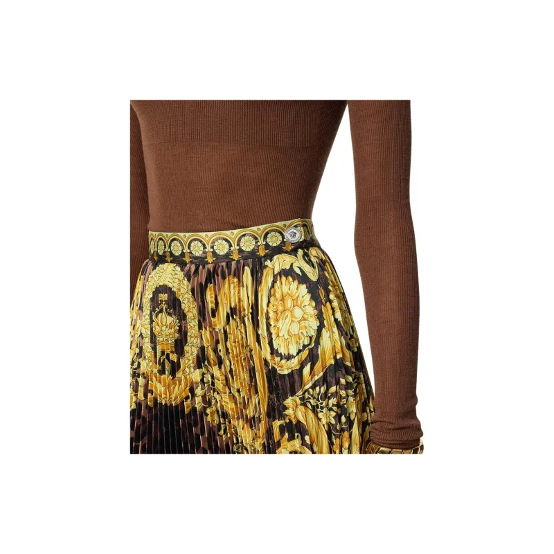 VERSACE Wild Barocco-Printed High-Waist Pleated Mini Skirt-4