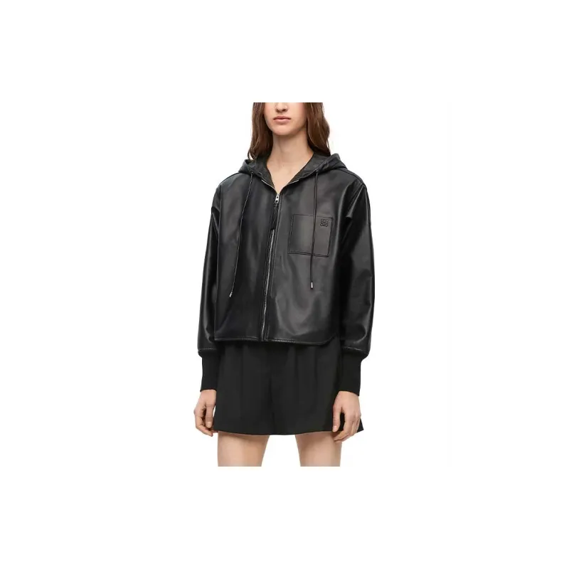 LOEWE Hooded Jacket In Nappa Lambskin Black-1
