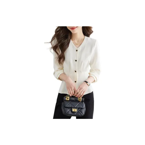 Korean style Chiffon Shirts Women's White