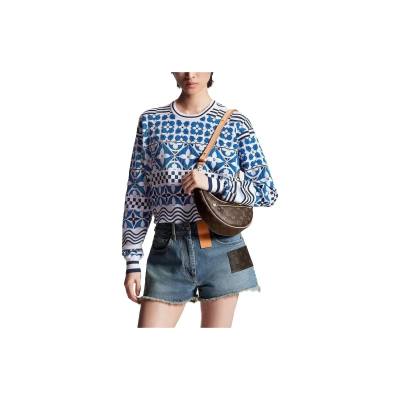 LOUIS VUITTON Frayed Hem Denim Mini Shorts-1