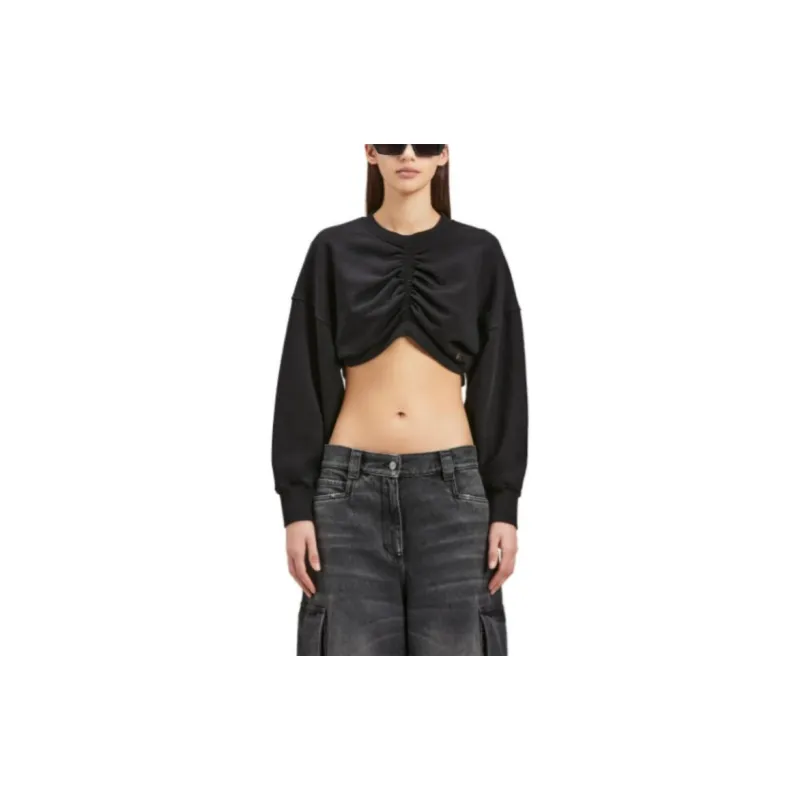 PALM ANGELS Ruched detail Cropped Sweatshirt-1