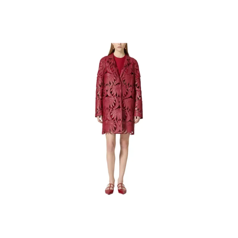 Valentino SS24 Leather Jacket Women's Dark Red-1