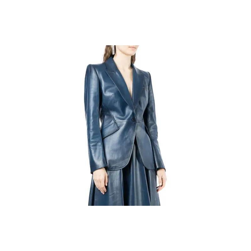 Alexander McQueen Fitted Leather Blazer-3