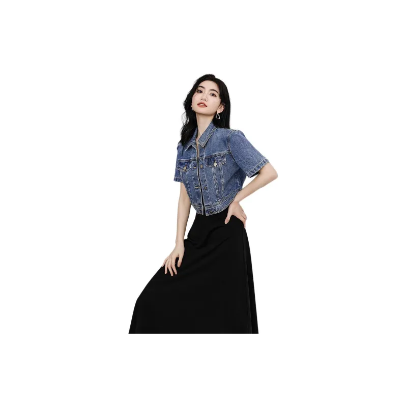 Hopeshow Denim Jacket Women's Denim Blue-2