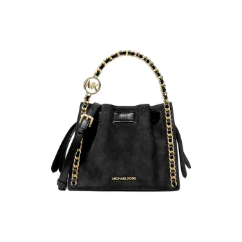 MICHAEL KORS Mina Suede Handbag, Shoulder Bag, Crossbody Bag Trumpets Women's Black