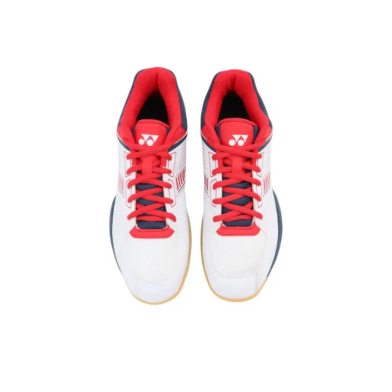 YONEX Power Cushion Shock Absorbers With Slip Resistant Features Low Top Badminton Shoes Unisex White Red-2
