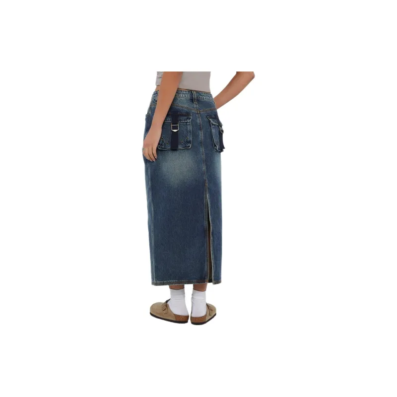 GUESS Denim Long Skirts Women's Denim Blue-2