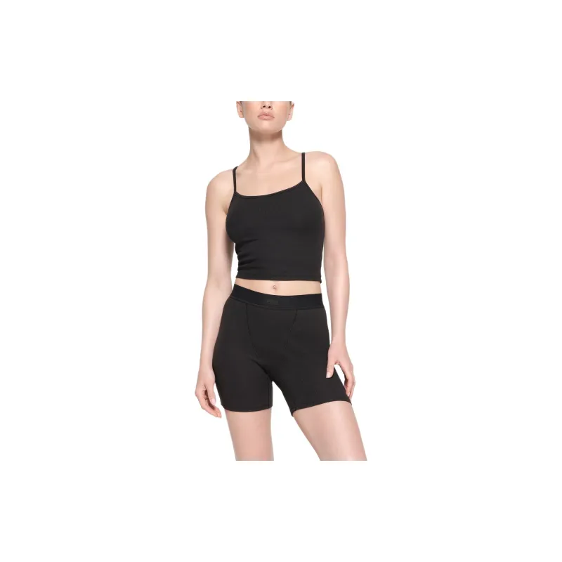 SKIMS SS24 COTTON RIB CROPPED CAMI Tank Tops Women's SOOT/Coal Gray-1