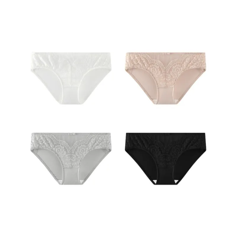YOUNGYELL 5A Antibacterial 100% Cotton Crotch Low Rise Women's Underpants Women's 4 Pack-4