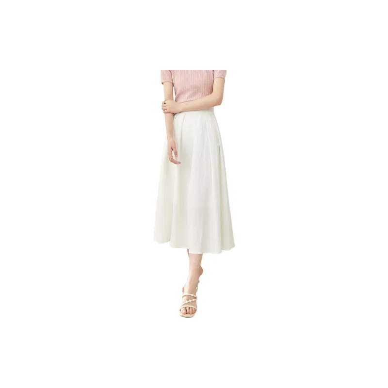 VIMLY Casual Long Skirt Women's White-2