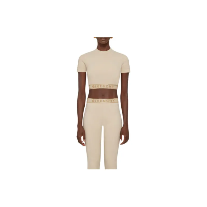 Givenchy Cropped Top With Elastic Jacquard 'Light Beige'-2