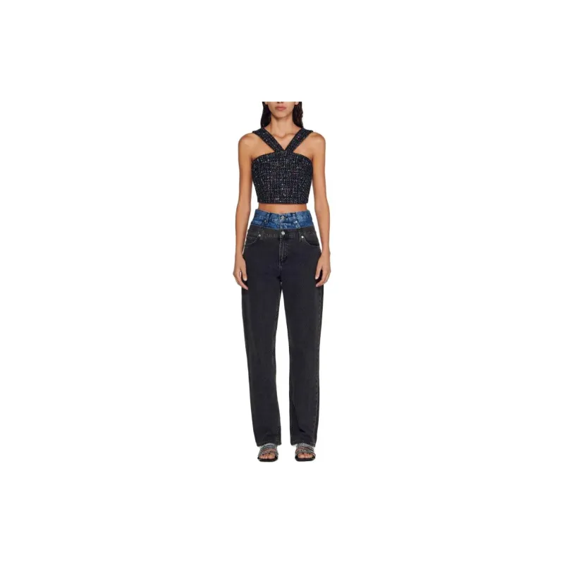 Sandro Elegant Tweed Crop Top-1