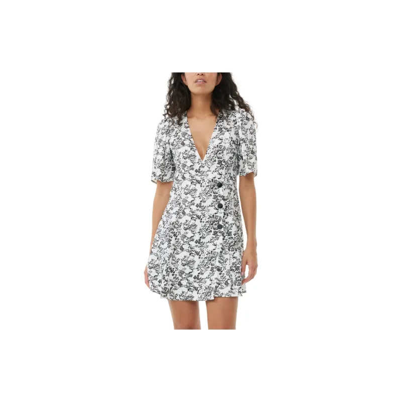GANNI Floral print Wrap Minidress-5
