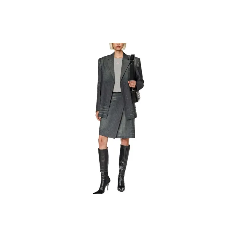 DIESEL G Kess Whiskering Effect Striped Long Sleeved Blazer-1