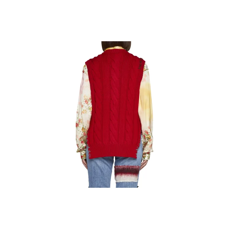 MARNI V Neck Cable Knit Vest-2