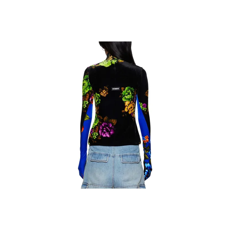 Vetements Floral print Velvet Top-3
