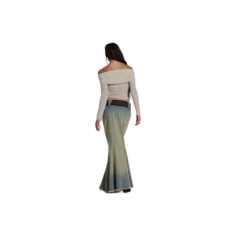 Jaded London Denim Long Skirt Women's Blue-2