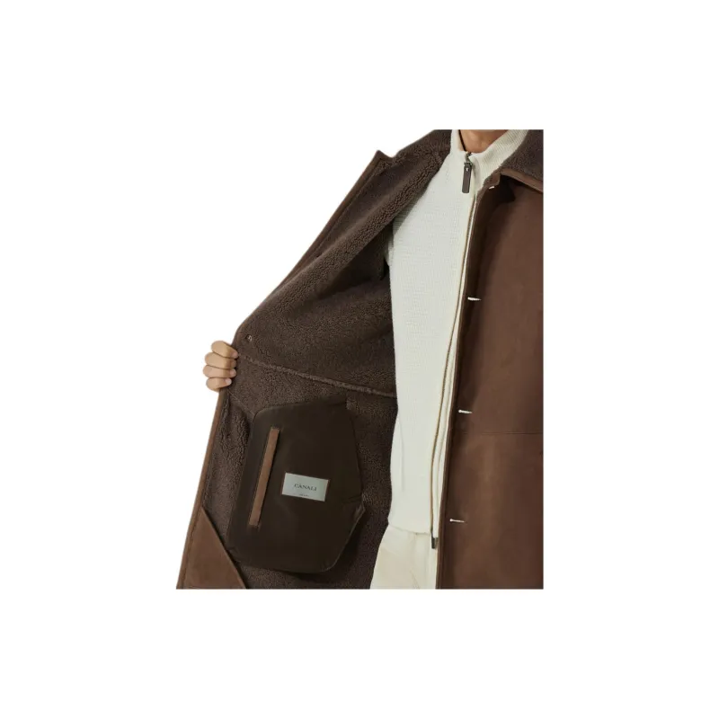 Canali Shearling-collar Coat-5