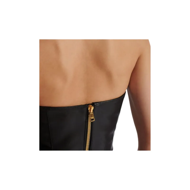 BALMAIN Zip up Leather Corset Top-6