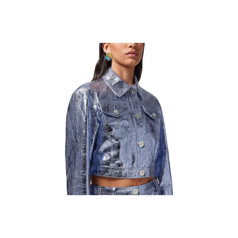 VERSACE X Dua Lipa Metallic effect Leather Jacket-4
