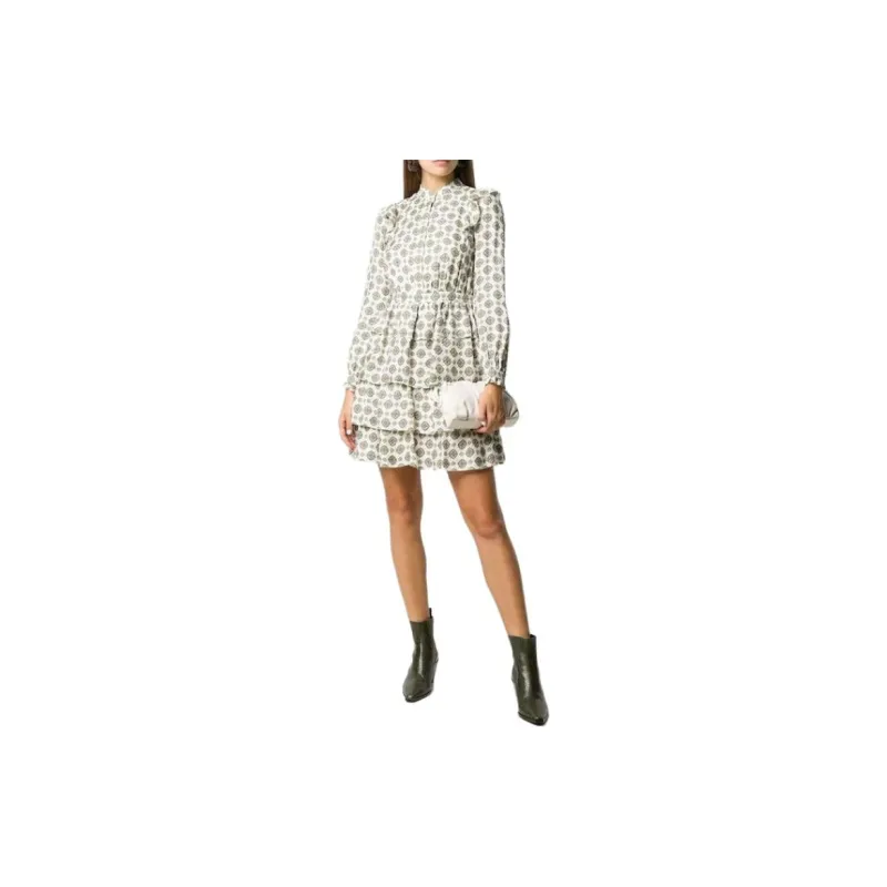 MICHAEL KORS MMK Long Sleeved Dress Women's Ivory White-1