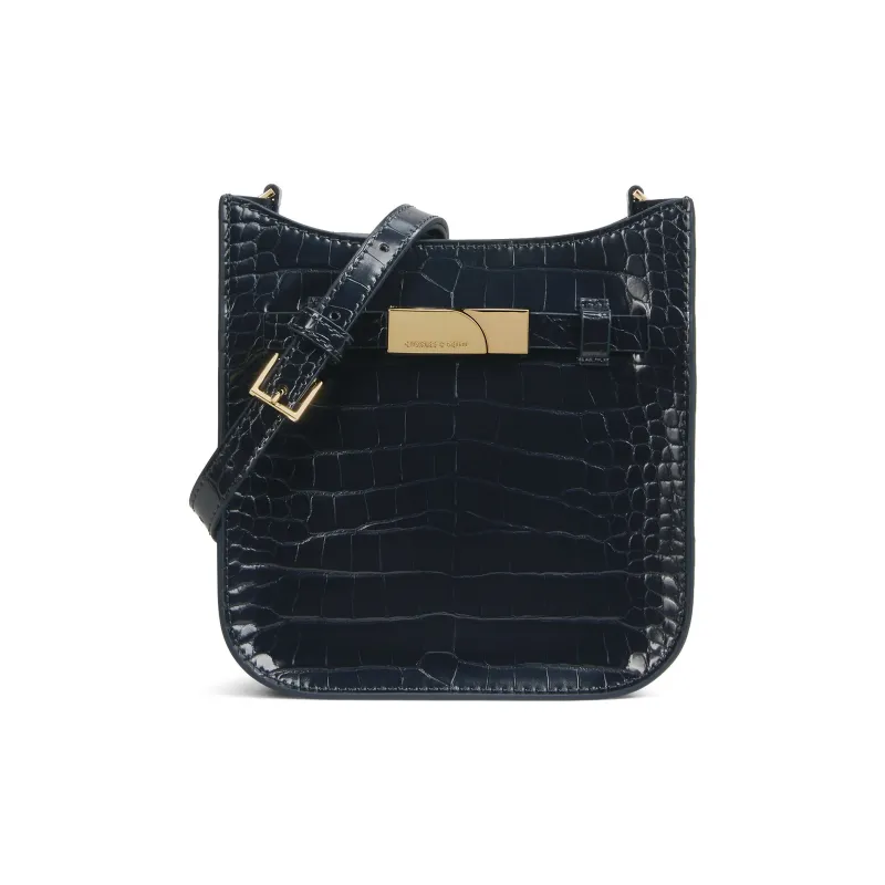 CHARLES&KEITH PU Shoulder Bag Small Size Women's Navy Blue Navy/Milk White Cream-0