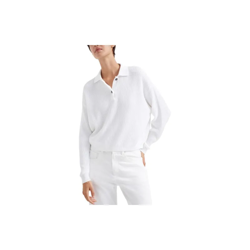 Brunello Cucinelli Embellished English Rib Knit Polo Shirt-1
