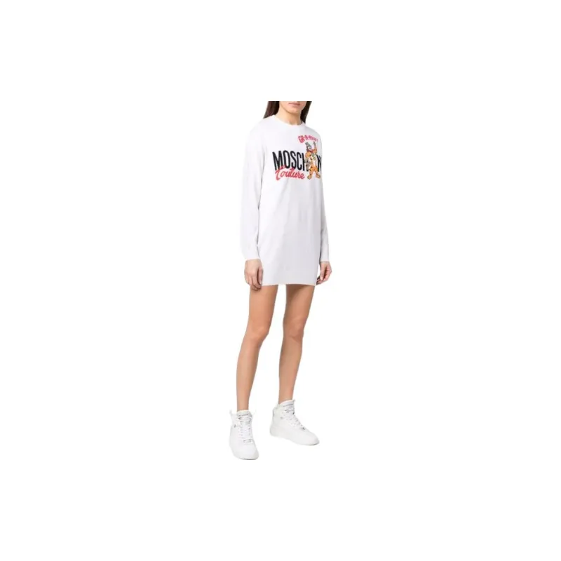 MOSCHINO Long-Sleeved Dresses Women's White-3