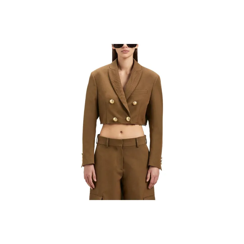 PALM ANGELS Raw Cut Hem Cropped Jacket-2