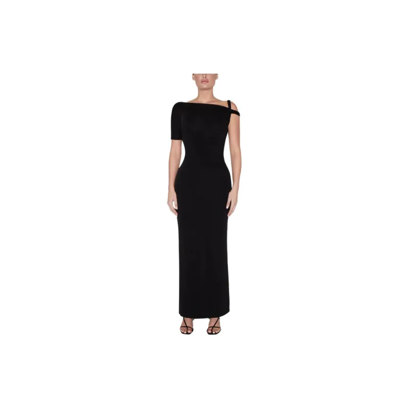 Khy DROP 004 Sueded Stretch Twist Maxi Dress Short Sleeved Dress Women's Black-1