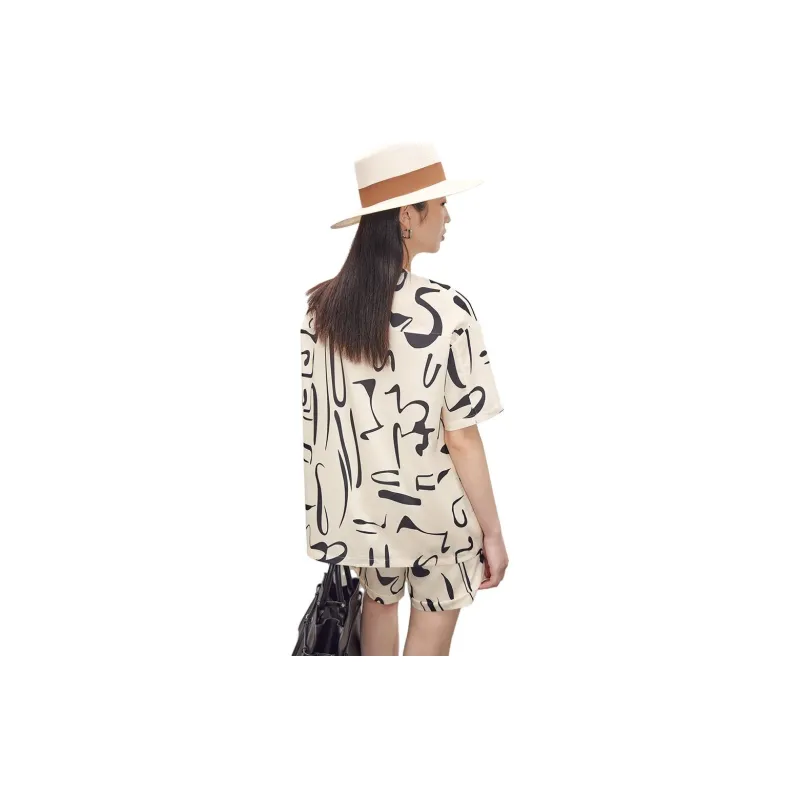 Cause Casual Suits Women's Set Cream Beige Apricot Top+Cream Beige Apricot Bottom-1