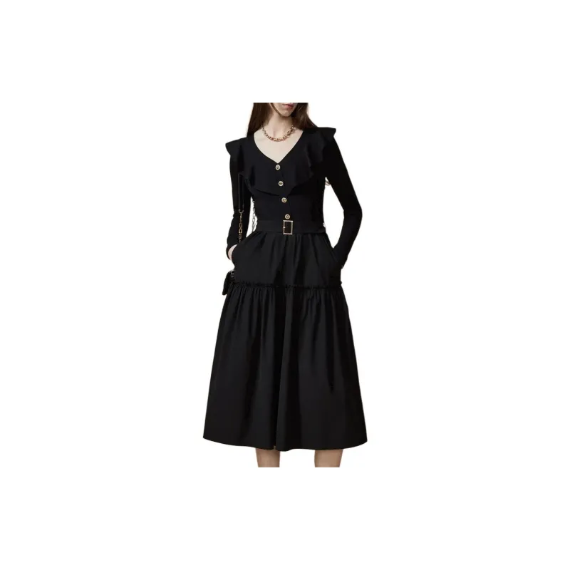 DKNY Long Sleeved Dress Women's Black-1