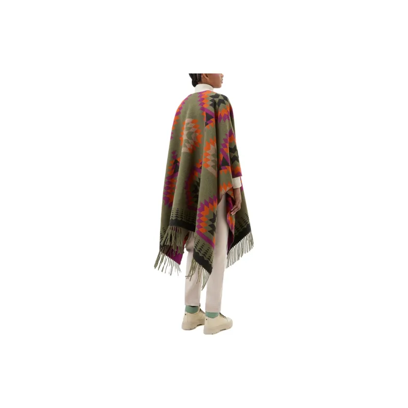 WOOLRICH Ikat print Fringed Wool blend Cape-3