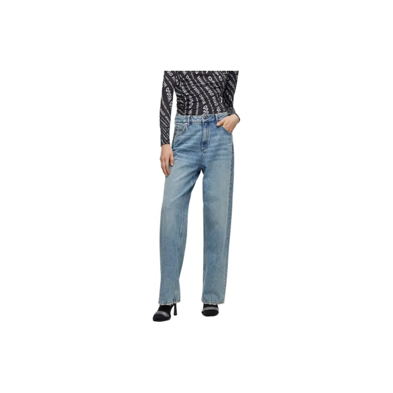 HUGO BOSS Relaxed-Fit Jeans In Blue Rigid Denim Jeans Women's Light Blue-3