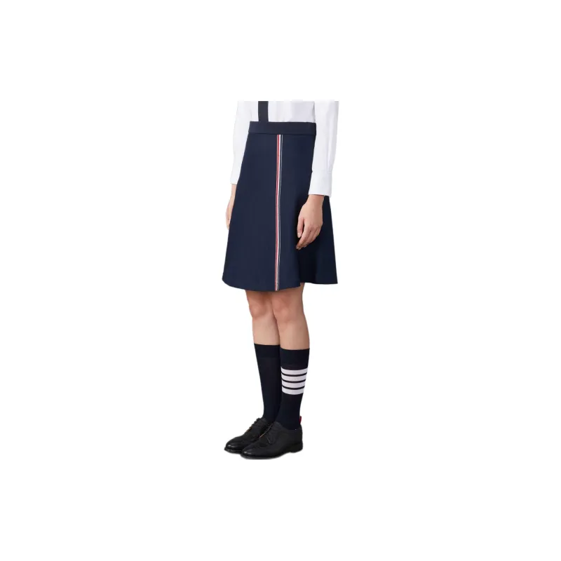 THOM BROWNE High Waist Flared Knitted Skirt-3