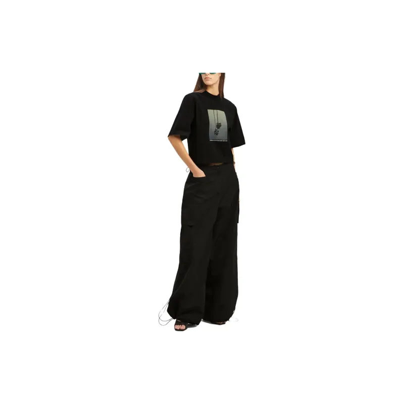 PALM ANGELS Drawstring Hem Wide Leg Trousers-1